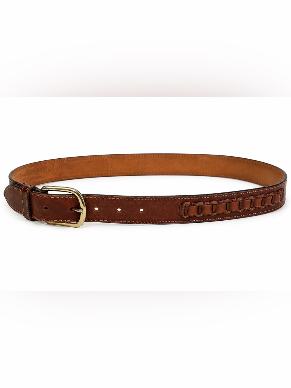Vintage Genuine Leather Woven Men’s Belt Made in Argentina USA Buckle Size 34
